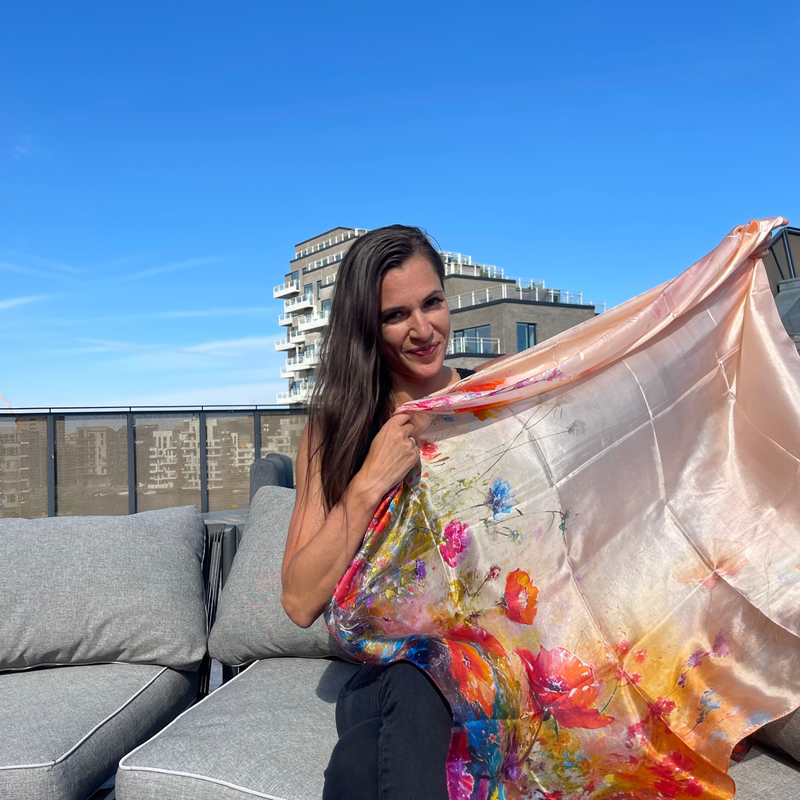 SILKETØRKLÆDE - SUNSET BLOOM